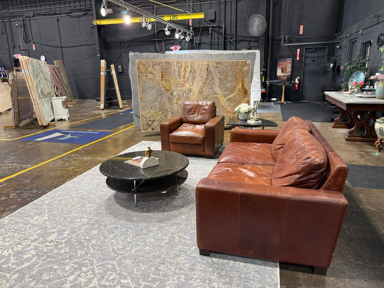 Tropical Stone lounge area within the showroom